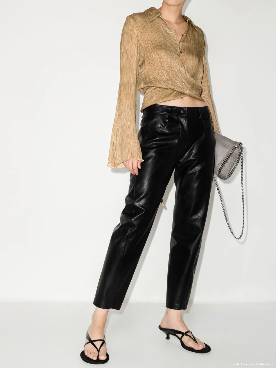 Affordable McCartney trousers Stella faux-leather straight-leg Women 0805